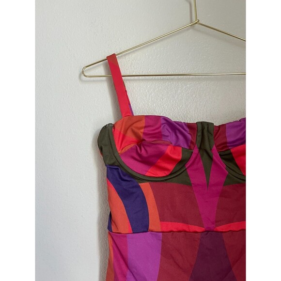 Farm Rio Women's Geometric Printed Bustier One Piece Swimsuit Size MEDIUM NWOT - Picture 2 of 7